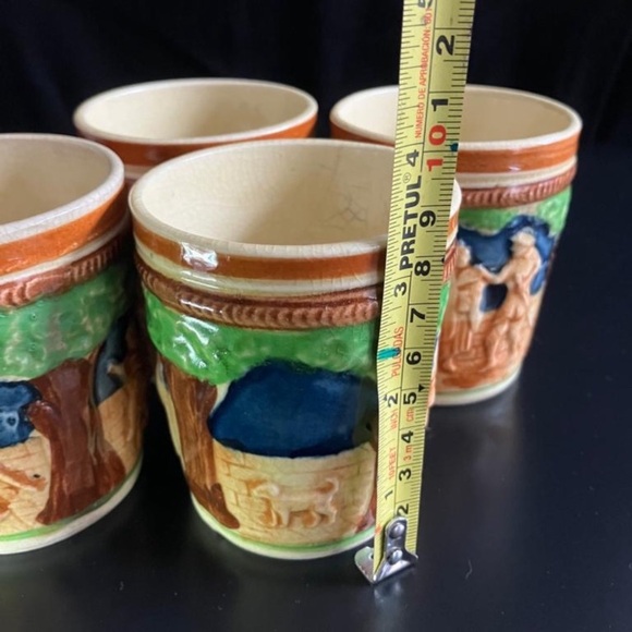 Vintage Hand Painted Majolica Style Sake/Tea Cups Made in Japan Set of 4 - Picture 8 of 8